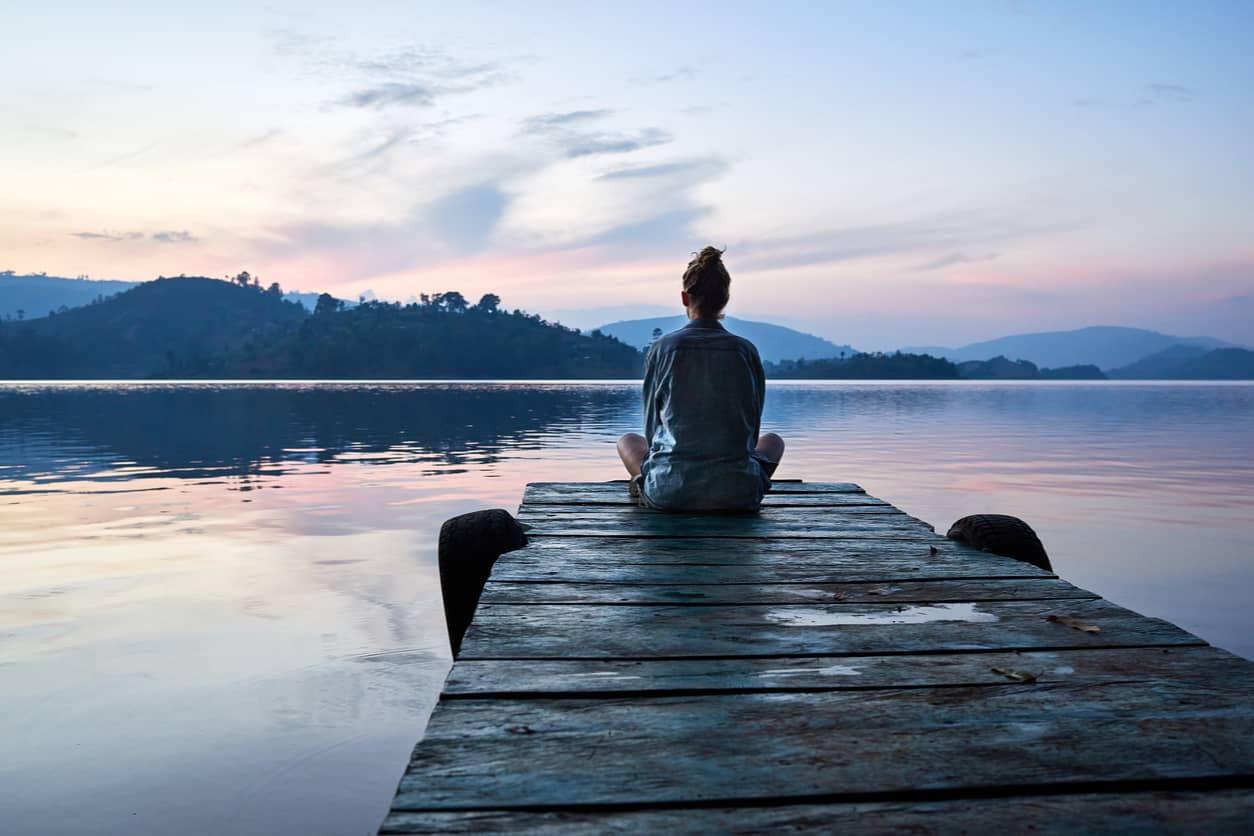 woman sitting peacefully