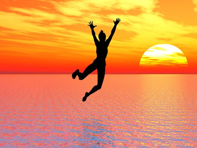 motivated woman on beach