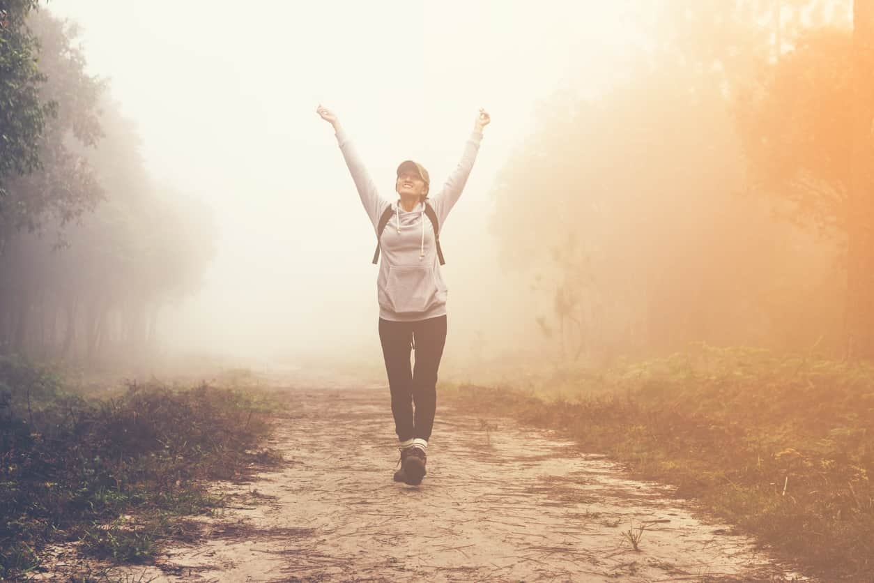 woman on the path to happiness