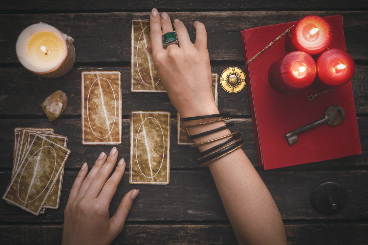 tarot cards on a desk